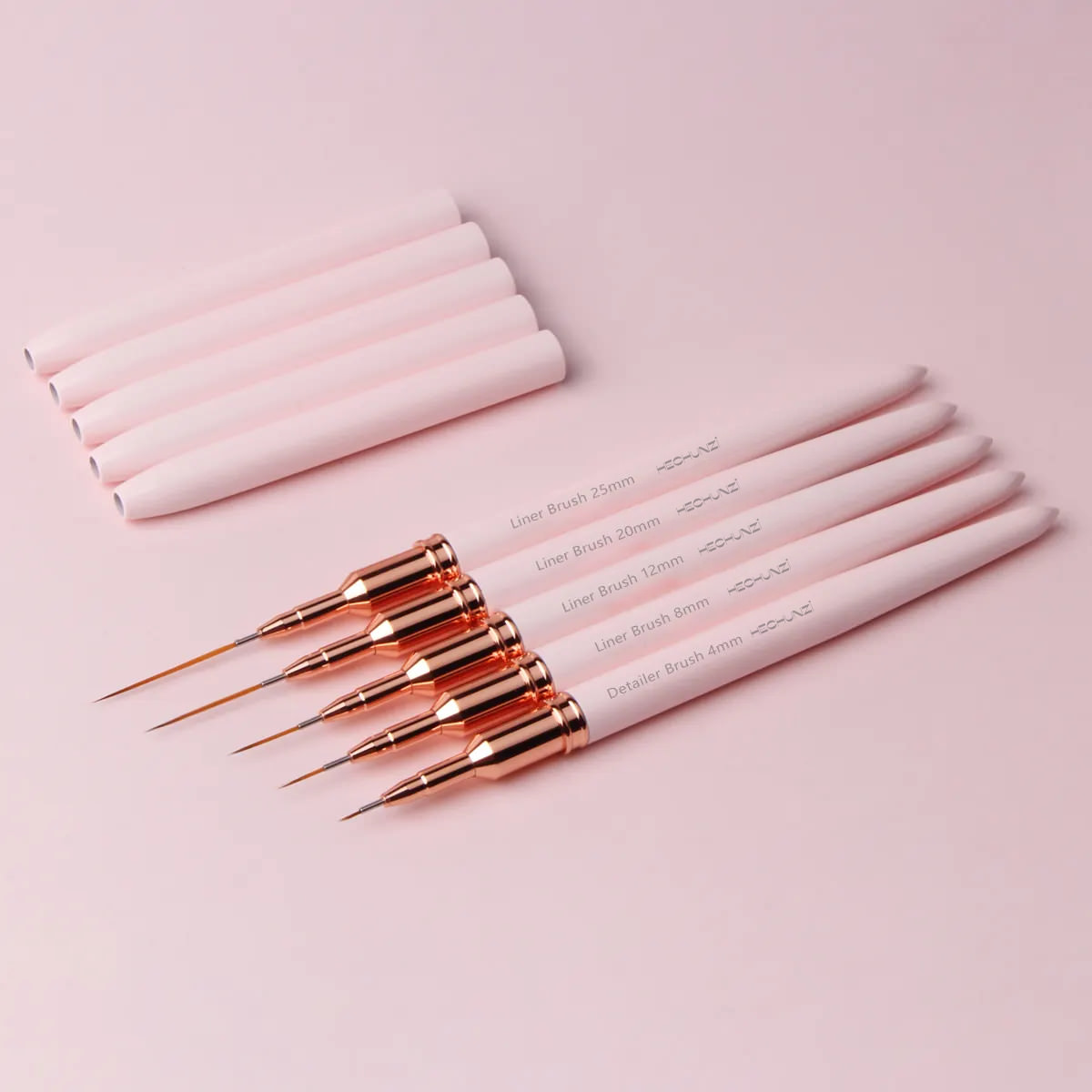 5 pcs - 4/8/12/20/25mm ,Liner Brushes Pink Stripe Detail Fine Liner Brushes